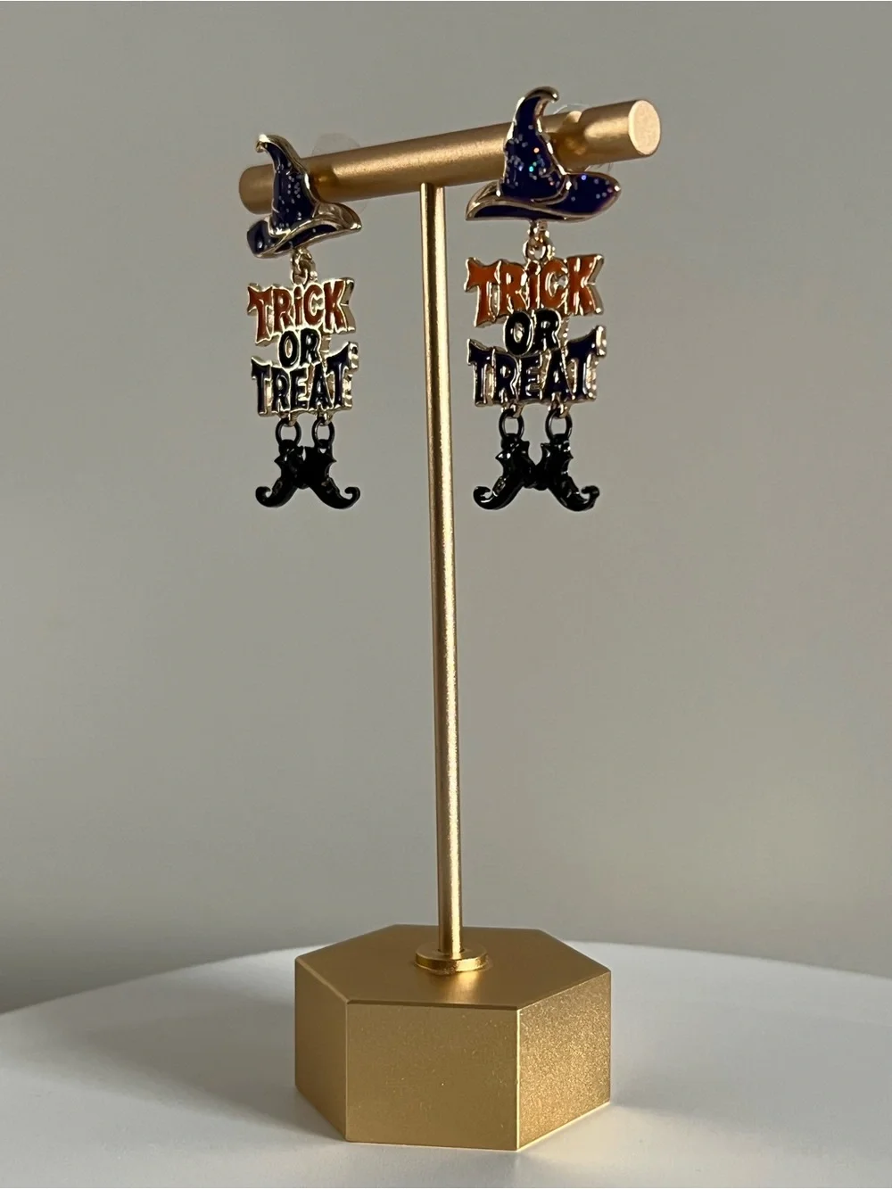 Halloween 'Trick or Treat' Dangle Earrings - Purple, Orange & Black